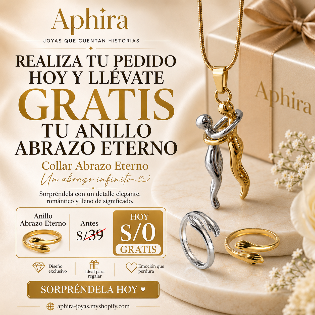 Collar abrazo eterno + ANILLO GRATIS