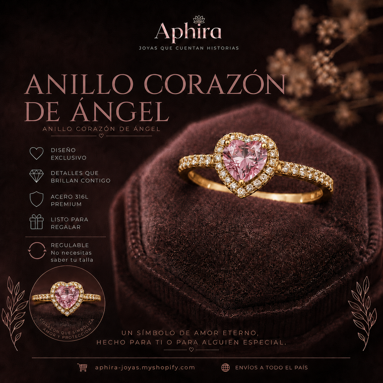 Anillo corazón de angel