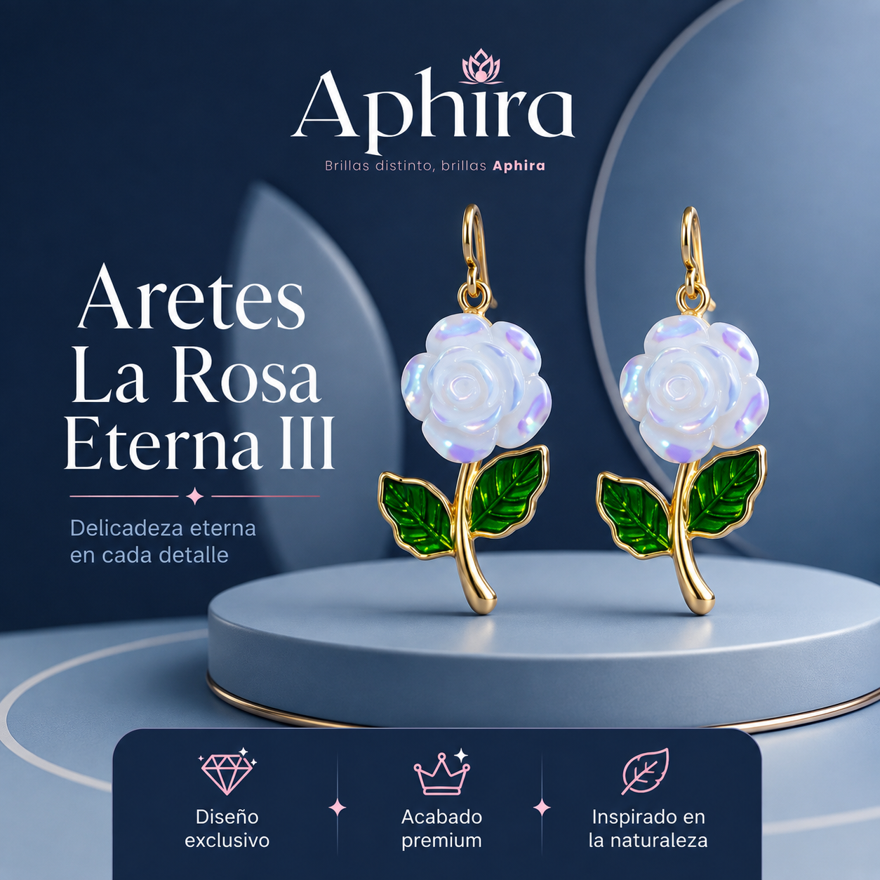 Aretes la rosa eterna III Blanca