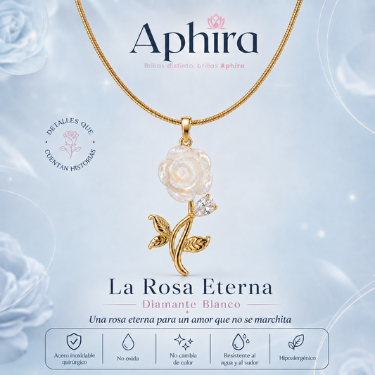 Collar la rosa diamante blanco
