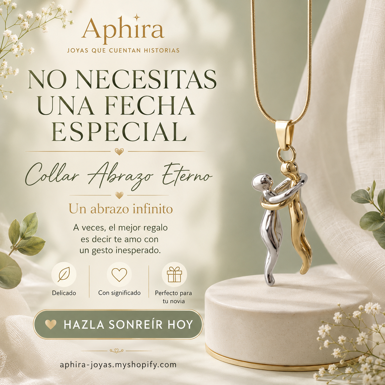 Collar abrazo eterno + ANILLO GRATIS