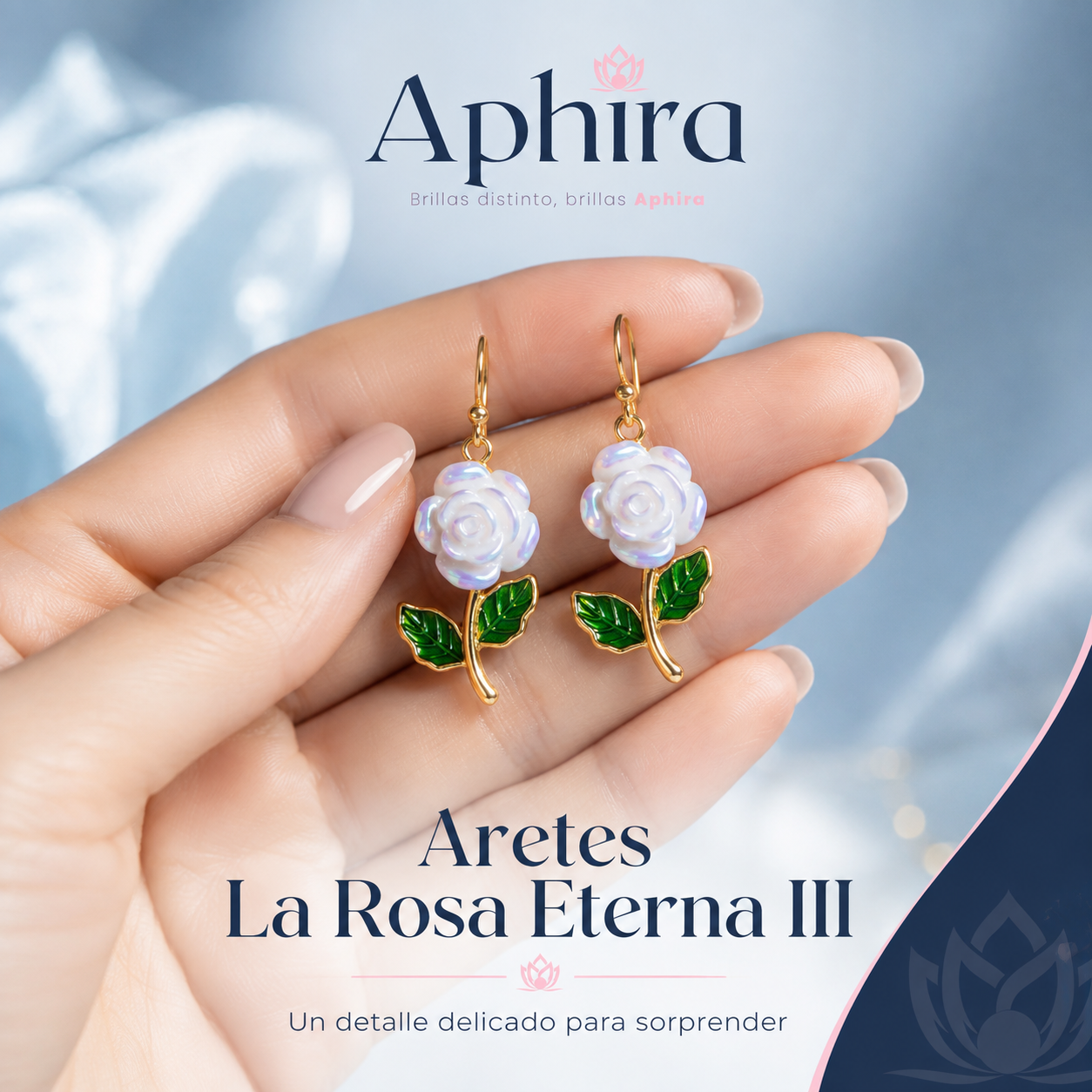 Aretes la rosa eterna III Blanca
