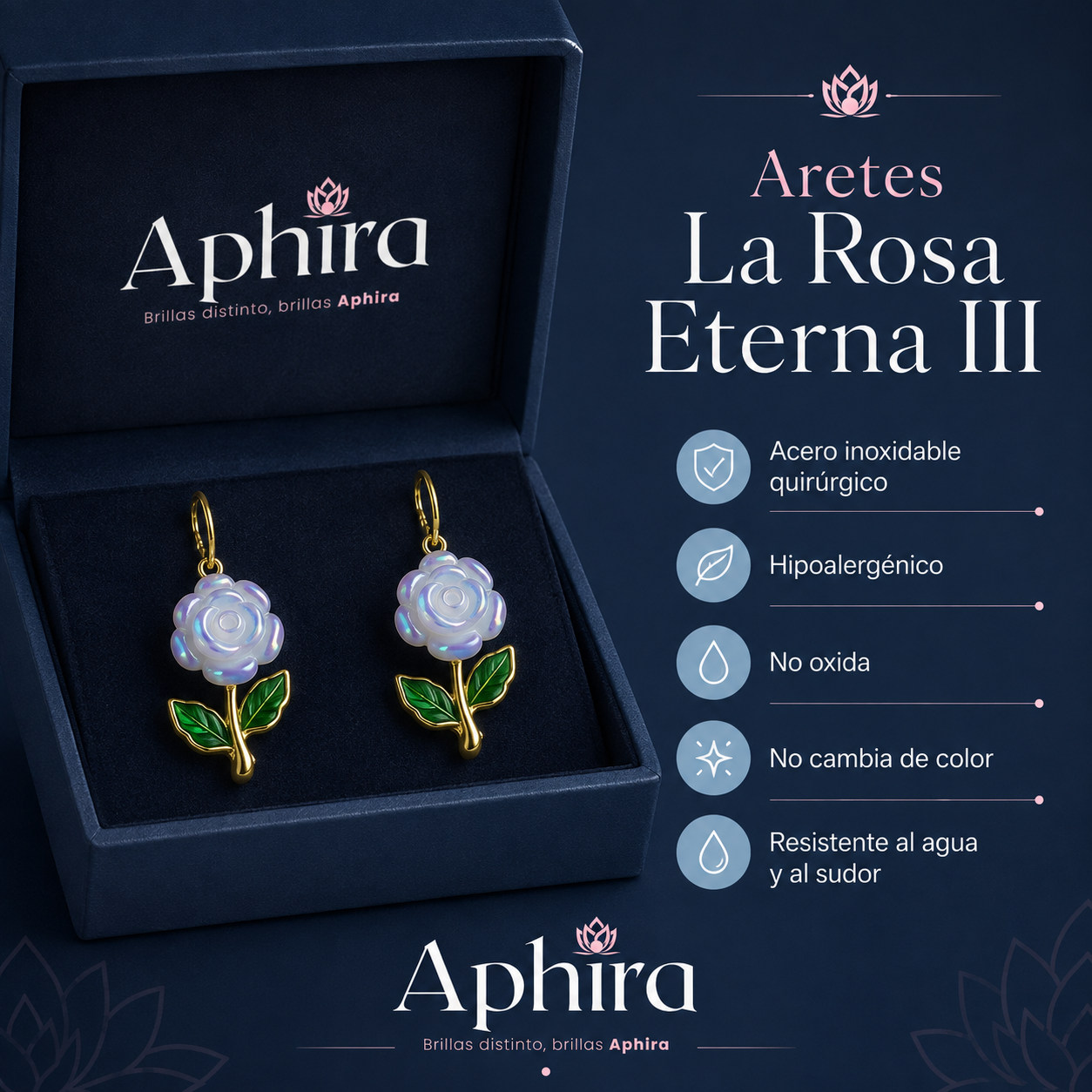 Aretes la rosa eterna III Blanca