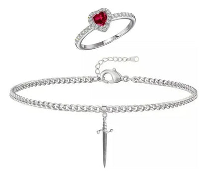 PULSERA ESPADA + ANILLO CORAZÓN